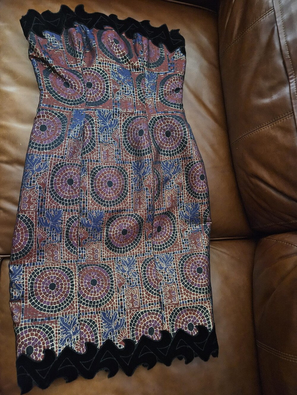 Liancarlo Vintage Custom Geometric Strapless Dress Stunning Size 6 Multicolor